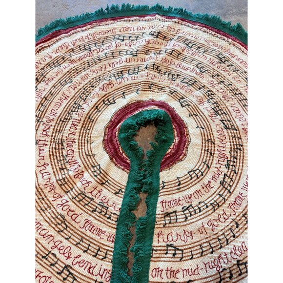 Fabric  Christmas Tree Skirt Hand Painted  It Came Upon A midnight Clear Vintage - Picture 4 of 13